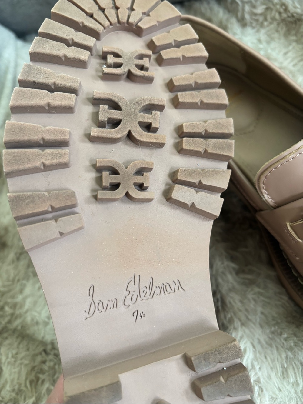 Sam Edelman Women's Blush Pink Lug-Sole Loafer with Gold Bit - Picture 6 of 6